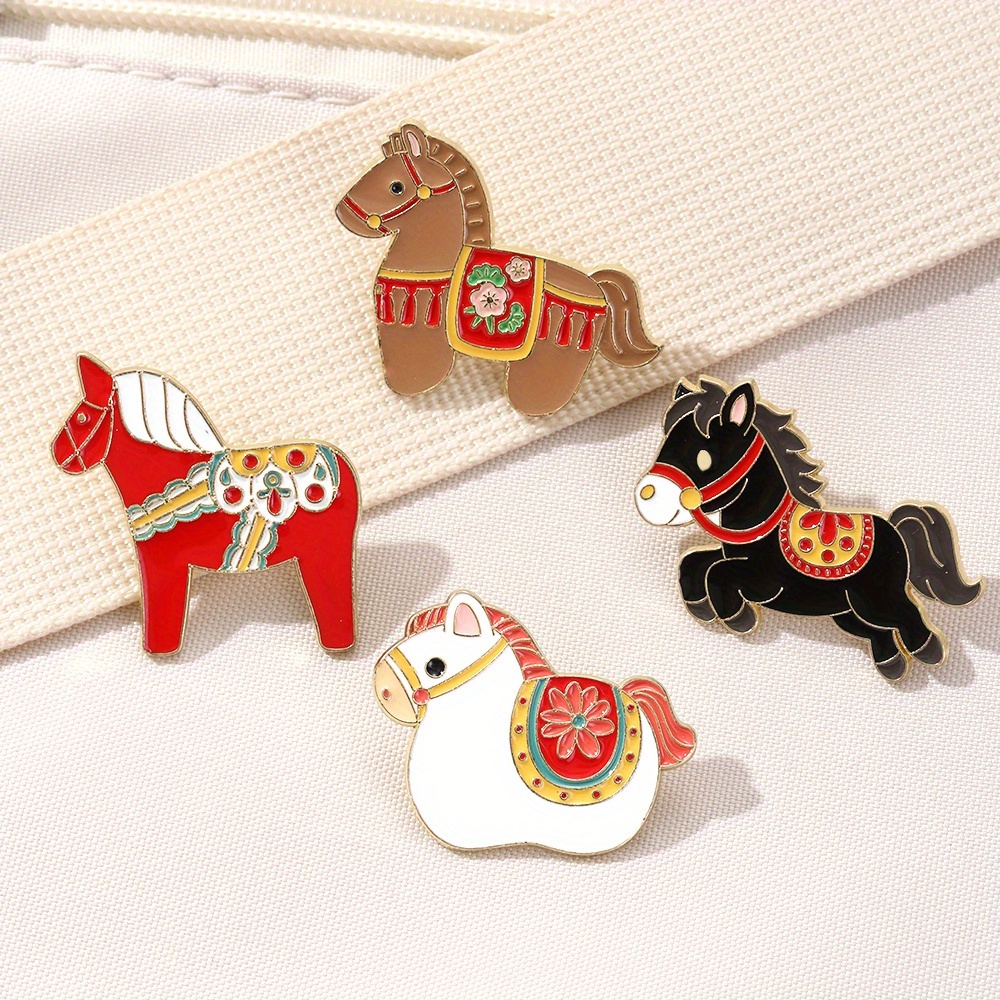 Vintage Horse Enamel Brooch, Cute National Style Accessory